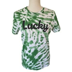 Grayson Threads Lucky St. Patrick's Day Tie-Dye T-Shirt green white Cotton S